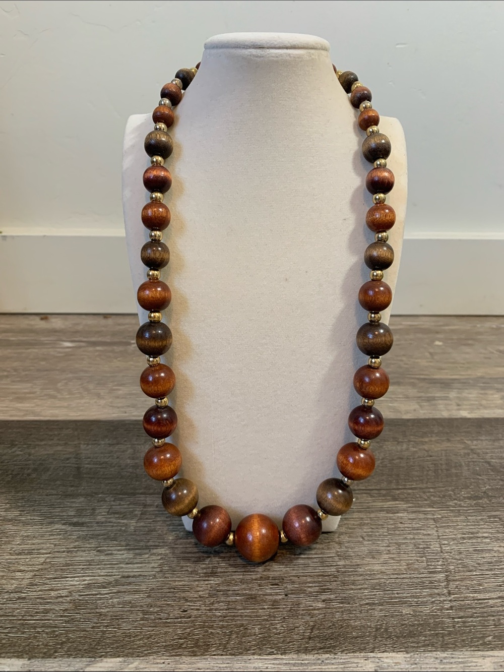 Chunky Wooden Bead Statement Necklace